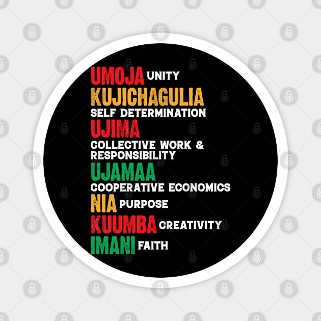 The Principles of Kwanzaa Magnet by UrbanLifeApparel